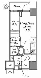 レフィールオーブ南行徳駅前 1LDKの間取図画像