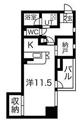 KLCタワー 6階1Kの間取り