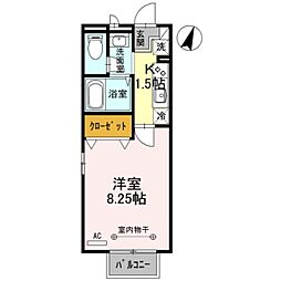 グランモア1 1Kの間取図画像