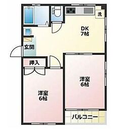 ランドフォレスト北砂 2DKの間取図画像