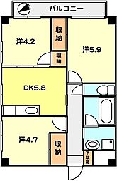 ドエルU 3DKの間取図画像