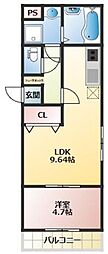 ＴＨＥ　ＮＯＢＬＥＳ諏訪野町I 2階1LDKの間取り