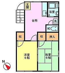 森ハイツ 2DKの間取図画像