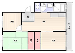 メゾン北鈴B棟 3DKの間取図画像