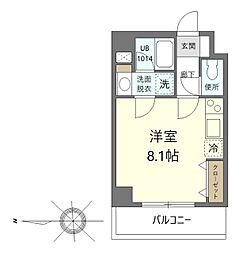 京急本線 北品川駅 徒歩2分の賃貸マンション 3階ワンルームの間取り
