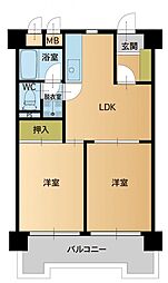 ダイアパレス大名 2LDKの間取図画像