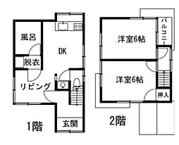 芝山戸建 1階2LDKの間取り