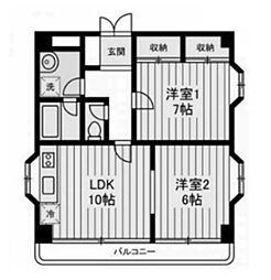 東京メトロ半蔵門線 清澄白河駅 徒歩3分の賃貸マンション 6階2LDKの間取り