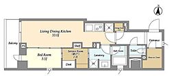 ラティエラ四谷 1SLDKの間取図画像