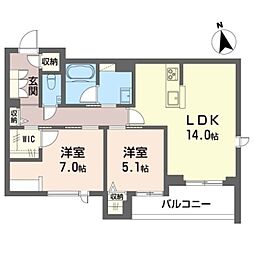 フォーシーズン南多摩 2LDKの間取図画像
