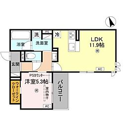 トリシア千躰 1LDKの間取図画像