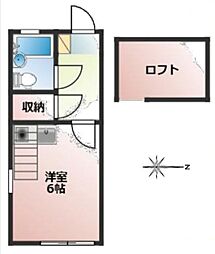 コーポアメニティII 2階1Kの間取り