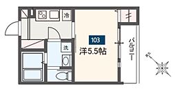 MELDIA新座大和田 1階1Kの間取り