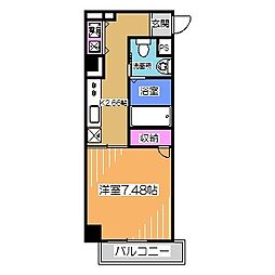 プログレスアペゼ 4階1Kの間取り