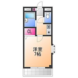 アバンドール二色の浜 1Kの間取図画像
