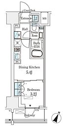 ベルファース神田神保町 8階1DKの間取り