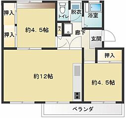 立川柏町団地14号棟 5階2LDKの間取り