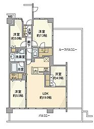 ザ・パークハウス南行徳レジデンス 6階4LDKの間取り