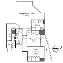 愛宕グリーンヒルズフォレストタワー 3階2LDKの間取り
