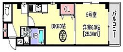 金太郎ヒルズ70'★ 1DKの間取図画像