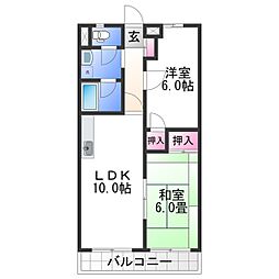 アストロ21 2階2LDKの間取り