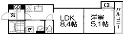 クリオーレ藤阪東町 1LDKの間取図画像