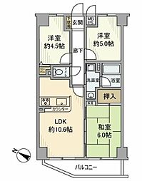 クリオ市川大野壱番館 4階3LDKの間取り