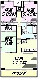 ブリランテけやき台 3LDKの間取図画像