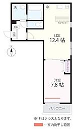 ハーミットクラブハウストゥギャザー長津田 2階1LDKの間取り