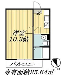 Gluck船橋 1Kの間取図画像