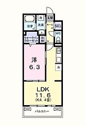 キー ウェスト 1LDKの間取図画像