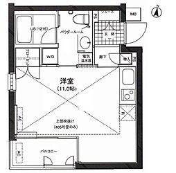 カーサ・デル・ソル小石川 2階ワンルームの間取り