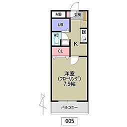 CUBEFLAT 1Kの間取図画像