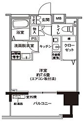 JR横浜線 十日市場駅 徒歩7分の賃貸マンション 3階1Kの間取り