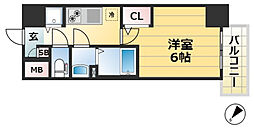 エスリード神戸三宮 1Kの間取図画像