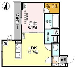 Noble raffiner北浦和 3階1LDKの間取り