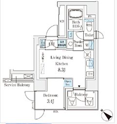 コスモグラシア大塚 1LDKの間取図画像