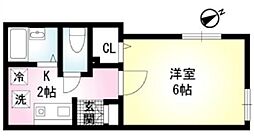 MODULOR馬込 2階1Kの間取り