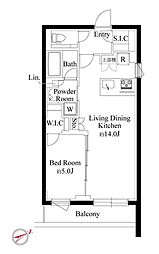 ラヴィエール千駄ヶ谷プレミアムレジデンス 4階1LDKの間取り