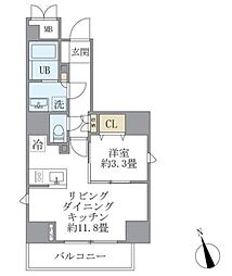 ラぺルラ四谷 3階1LDKの間取り
