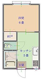 コーポ藤 1Kの間取図画像