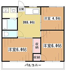 グリーンヒルタカハシ 2階3DKの間取り