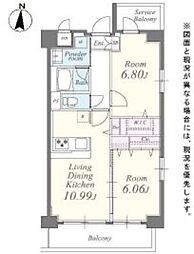 コスモスタディヒルズ 2LDKの間取図画像