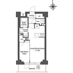 バウスステージ練馬豊玉 2階1LDKの間取り