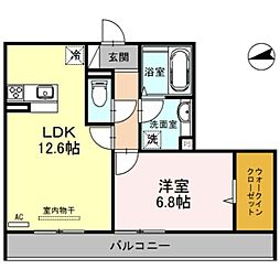シャルマン 1LDKの間取図画像