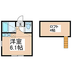 ユナイト宮前平バジーリオ 1Kの間取図画像