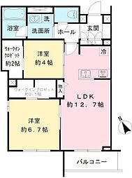 キャステロ蘆花公園 2LDKの間取図画像