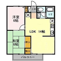 メゾンドネージュ12号館 2LDKの間取図画像