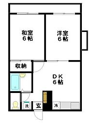 エステートピア新川崎A 2DKの間取図画像