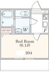 アザーレ・パッシオ新百合ヶ丘B 2階1Kの間取り